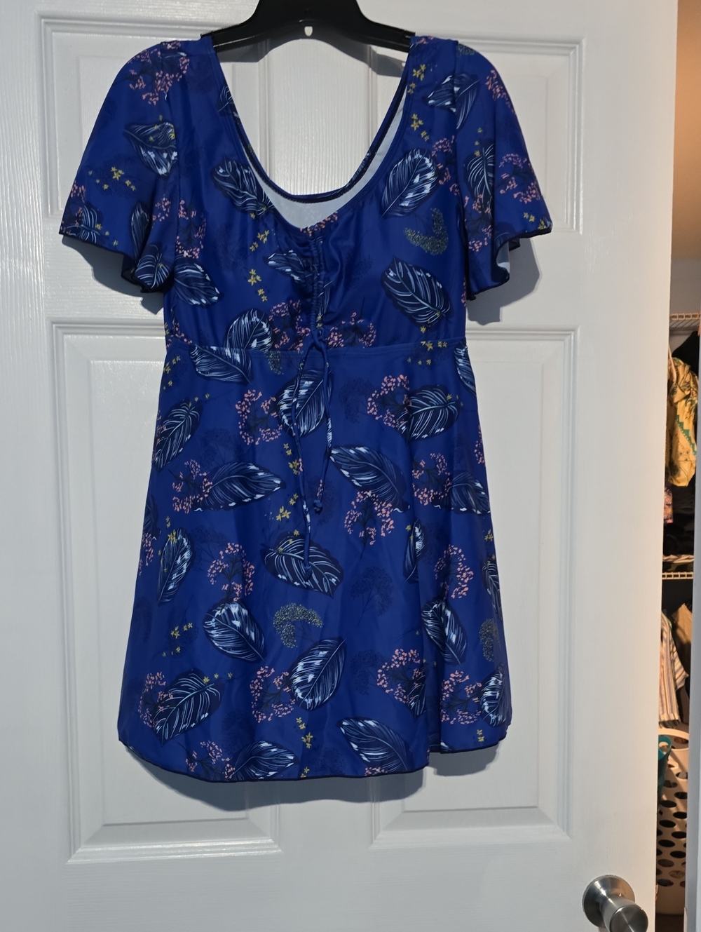 Blue Floral One-Piece Swim Dress